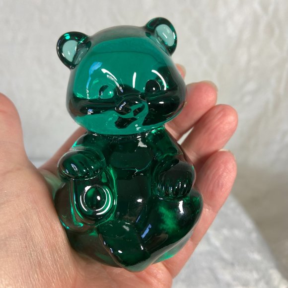 Vintage Fenton Art Glass Bear Figurine Emerald Jade Green Art Glass Fenton Bear - Picture 7 of 8
